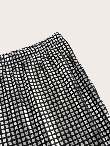 Women's Plus Size Metallic Plaid Pants High Waist Flare Leg Party Long Pants in Saudi Arabia