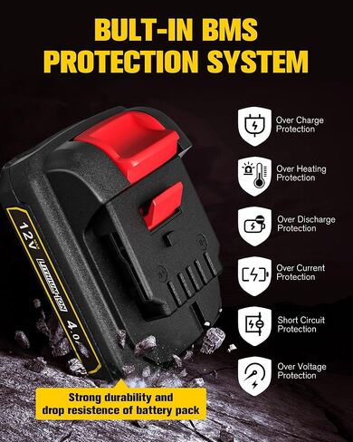 12V 4.0Ah Lithium-ion Battery Compatible with Dewalt 12V Battery DCB120 DCB122 DCB127 DCB124 DCB121 Cordless Power Tool in Saudi Arabia