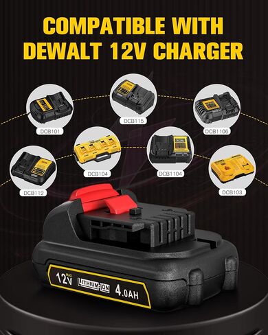 12V 4.0Ah Lithium-ion Battery Compatible with Dewalt 12V Battery DCB120 DCB122 DCB127 DCB124 DCB121 Cordless Power Tool in Saudi Arabia
