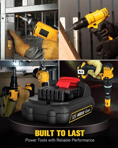 12V 4.0Ah Lithium-ion Battery Compatible with Dewalt 12V Battery DCB120 DCB122 DCB127 DCB124 DCB121 Cordless Power Tool in Saudi Arabia