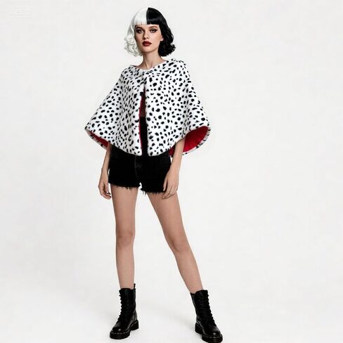 6 Pack Black White Dalmatian Shawl Suit, Women Halloween Dalmatian Costume with Glove for Adult in Saudi Arabia