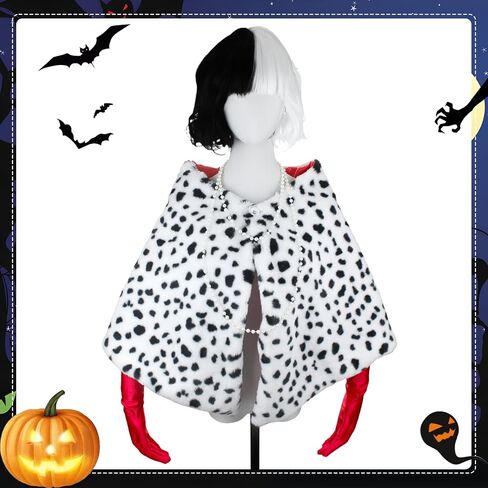 6 Pack Black White Dalmatian Shawl Suit, Women Halloween Dalmatian Costume with Glove for Adult in Saudi Arabia