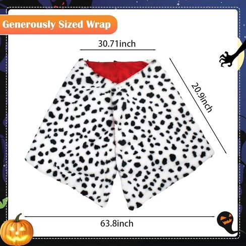 6 Pack Black White Dalmatian Shawl Suit, Women Halloween Dalmatian Costume with Glove for Adult in Saudi Arabia