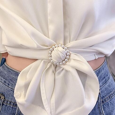 8PCS Shirt Ring Clip for Women Scarf Clip Clothes Hem Knotted Buckle Fashion Rhinestone Shirt Clip in Kuwait