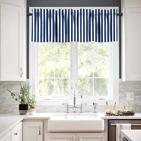 Striped Valance Curtains Window Treatment Kitchen Decor, Classic Vintage Red White Bedroom Living Room Cafe Rod Pocket Short Drapes 1 Panel 54" W x 18" L Inch in Saudi Arabia