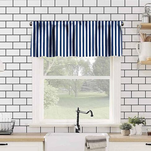 Striped Valance Curtains Window Treatment Kitchen Decor, Classic Vintage Red White Bedroom Living Room Cafe Rod Pocket Short Drapes 1 Panel 54" W x 18" L Inch in Saudi Arabia