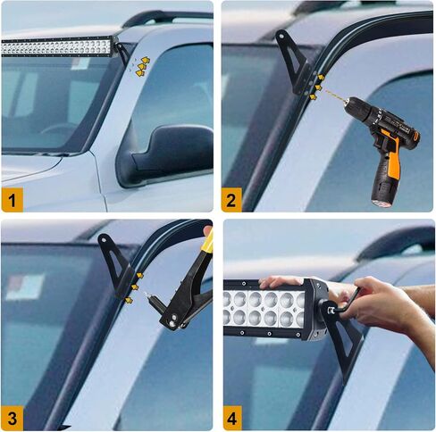 Wsays 50" Curved LED Light Bar Upper Roof Windshield Mounting Brackets Compatible with Jeep Grand Cherokee 1999-2004 in Saudi Arabia