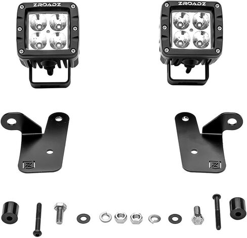 T-Rex Grilles ZROADZ Ditch Light Bracket - متوافق مع Jeep JL، Gladiator - للتركيب (2) مصابيح LED مقاس 3 بوصات - لمسة نهائية سوداء لامعة من الفولاذ الطري - سهلة التركيب - PN #Z364941 in Kuwait