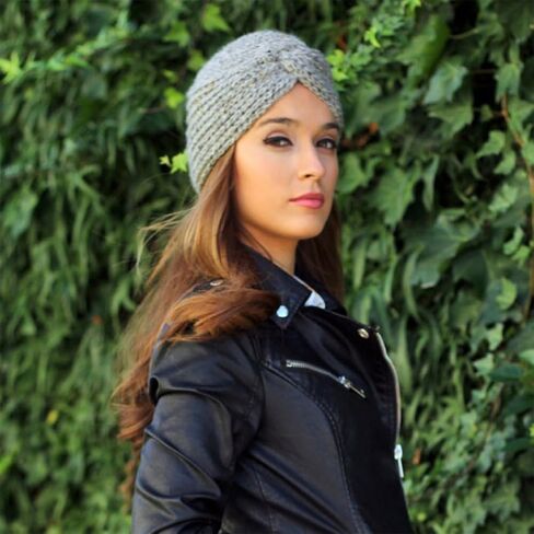 Women's Knitted Crossed Turban Hat Beanie Hats Winter Crochet Hat for Women Soft Warm Hats in Saudi Arabia
