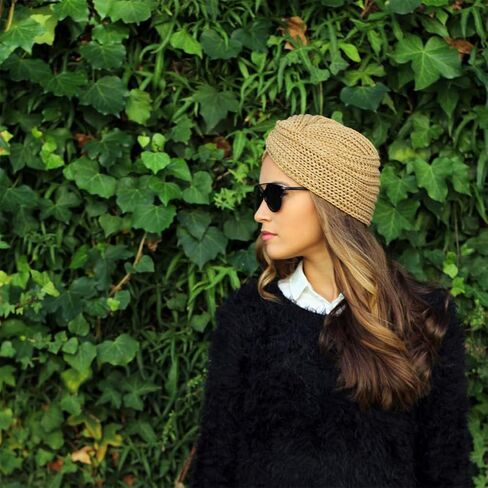 Women's Knitted Crossed Turban Hat Beanie Hats Winter Crochet Hat for Women Soft Warm Hats in Saudi Arabia