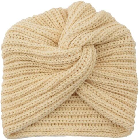Women's Knitted Crossed Turban Hat Beanie Hats Winter Crochet Hat for Women Soft Warm Hats in Saudi Arabia