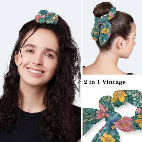 Scrub Caps Women, Surgical Caps with Ponytail Pouch and Buttons, Nurse Bouffant Adjustable, Florals Pastorable Flower Vintage in Kuwait