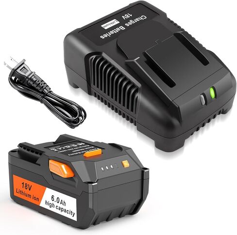 2-Pack 6.0Ah 18V Lithium Battery R840087 and Battery Charger Kit Compatible with Ridgid AEG in Saudi Arabia
