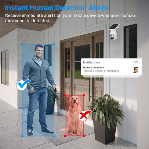 1080p Security Camera Wireless with Solar Panel, Smart AI Human Detection, 2-Way Audio, Color Night Vision, 2.4G WiFi, Cloud Storage, Indoor/Outdoor Surveillance Bullet Cam in Kuwait