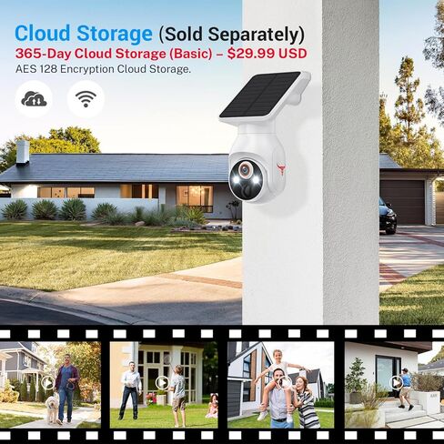 1080p Security Camera Wireless with Solar Panel, Smart AI Human Detection, 2-Way Audio, Color Night Vision, 2.4G WiFi, Cloud Storage, Indoor/Outdoor Surveillance Bullet Cam in Kuwait