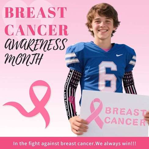 أكمام للتوعية بسرطان الثدي، أكمام للذراع بشريط وردي لكرة القدم، زوج واحد من أكمام الذراع لسرطان الثدي للبالغين من الرجال والنساء in Kuwait