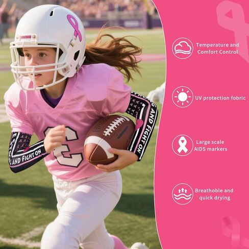 أكمام للتوعية بسرطان الثدي، أكمام للذراع بشريط وردي لكرة القدم، زوج واحد من أكمام الذراع لسرطان الثدي للبالغين من الرجال والنساء in Kuwait