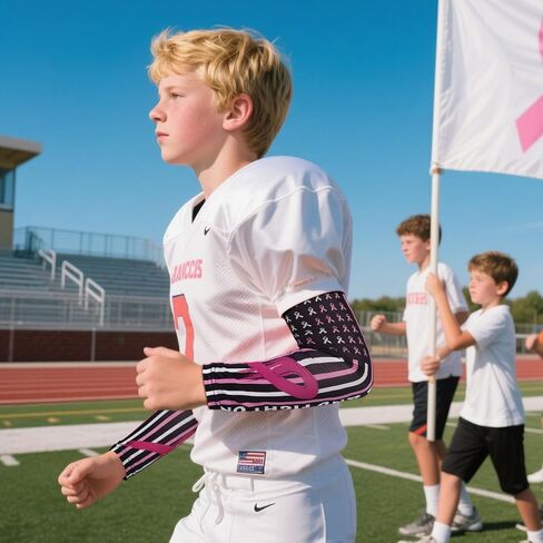 أكمام للتوعية بسرطان الثدي، أكمام للذراع بشريط وردي لكرة القدم، زوج واحد من أكمام الذراع لسرطان الثدي للبالغين من الرجال والنساء in Kuwait