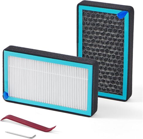 قطعتان من فلتر هواء المقصورة مع الكربون المنشط، متوافق مع طراز Tesla 3 وملحقات فلتر هواء المقصورة Y HEPA (2016-2025) وملحقات استبدال فلتر هواء المقصورة مع أدوات التثبيت in Kuwait
