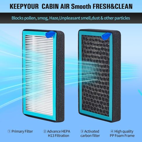 قطعتان من فلتر هواء المقصورة مع الكربون المنشط، متوافق مع طراز Tesla 3 وملحقات فلتر هواء المقصورة Y HEPA (2016-2025) وملحقات استبدال فلتر هواء المقصورة مع أدوات التثبيت in Kuwait