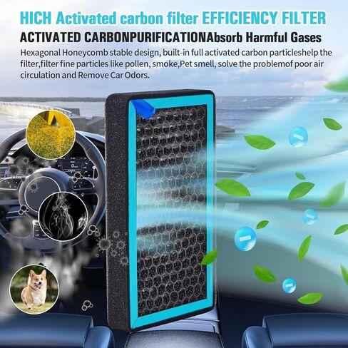 قطعتان من فلتر هواء المقصورة مع الكربون المنشط، متوافق مع طراز Tesla 3 وملحقات فلتر هواء المقصورة Y HEPA (2016-2025) وملحقات استبدال فلتر هواء المقصورة مع أدوات التثبيت in Kuwait