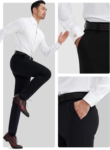 Men Dress Pants, Slim Fit Stretch No Iron BreatheExpandable Waist Business Casual Pants in Saudi Arabia