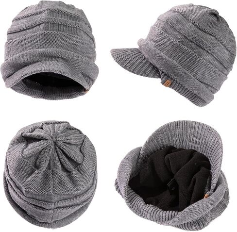 TOP-EX DryKnit™ Winter Waterproof Merino Wool Visor Beanie Hat with Brim for Men Women, Knit Cap Stocking Warm Fleece Lined in Saudi Arabia