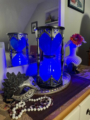 ديكور الساعة الرملية القوطية الساحرة المسكونة - دعامة الهالوين المضيئة والصوتية مقاس 33 سم مع تأثير رملي مقلد - ديكور سطح الطاولة المخيف يعمل بالبطارية in Saudi Arabia