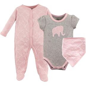 Hudson Baby Unisex Baby Cotton Sleep and Play, Bodysuit and Bandana Bib Set, Brown Navy Mamas Boy, 6-9 Months in Kuwait