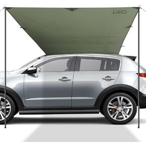 مظلة سيارة لسيارات الدفع الرباعي، مظلة شاحنة فان مقاس 10 × 5.6 قدم للتخييم، لا تحتاج إلى أجهزة حامل سقف مقاومة للماء UV50+ in Kuwait