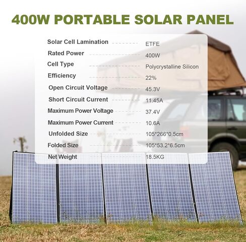 ALLPOWERS Foldable 60W Solar Panel Charger - Waterproof Portable Panel with 18V DC, 60W USB-C and USB-A Outputs for Laptops, Cell Phones, Solar Generators and 12V Batteries in Kuwait