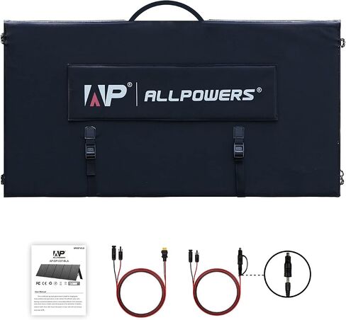 ALLPOWERS Foldable 60W Solar Panel Charger - Waterproof Portable Panel with 18V DC, 60W USB-C and USB-A Outputs for Laptops, Cell Phones, Solar Generators and 12V Batteries in Kuwait