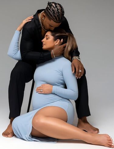 Dedysler Maternity Long Photoshoot Dress Fall Long Sleeve Sexy Turtle Neck Bodycon Baby Shower Casual Pregnancy Stretchy in Saudi Arabia