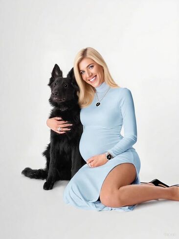 Dedysler Maternity Long Photoshoot Dress Fall Long Sleeve Sexy Turtle Neck Bodycon Baby Shower Casual Pregnancy Stretchy in Saudi Arabia