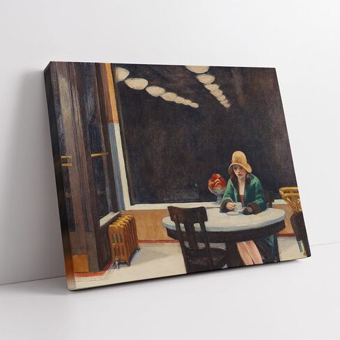 Poster Master Vintage Automat Painting Canvas - Retro Woman Drinking Coffee Print - Moody Art - Realism Wall Design - Aesthetic Art - Kitchen or Restaurant Wall Decor - Available in 8x10 to 30x40 in Saudi Arabia