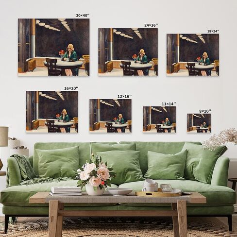 Poster Master Vintage Automat Painting Canvas - Retro Woman Drinking Coffee Print - Moody Art - Realism Wall Design - Aesthetic Art - Kitchen or Restaurant Wall Decor - Available in 8x10 to 30x40 in Saudi Arabia
