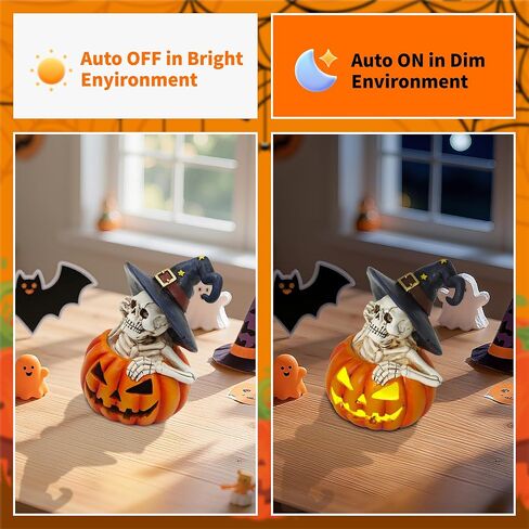 Halloween Cat Decorations in Pumpkin: Indoor Ornament with Witch Hat for Home Office Fireplace Party Ideal Gift for Cat Lovers (Female) in Saudi Arabia