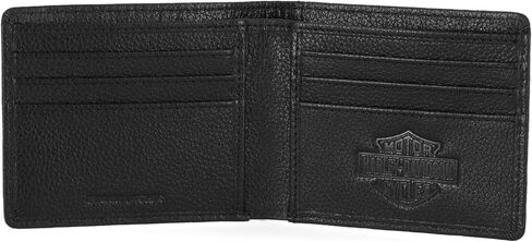 Harley-Davidson Men's Pebble Leather Classic Eagle Billfold Wallet - Black in Saudi Arabia