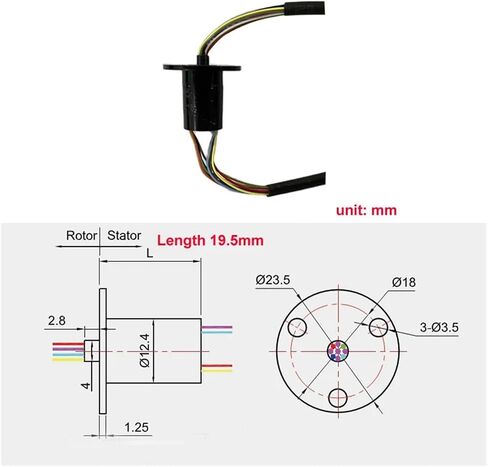 1 Piece A2 Type 12 Channel 2A Slip Ring Capsule Slip Ring Diameter 12.4mm 250RPM 360 Degree Rotating Connector Head Joint Slip Ring in Saudi Arabia