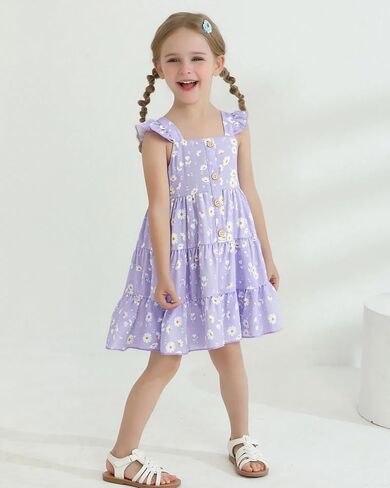 Toddler Girl Dress Summer Baby Girls Dresses 2025 Fly Sleeve Casual Floral Princess Toddler Dresses in Saudi Arabia