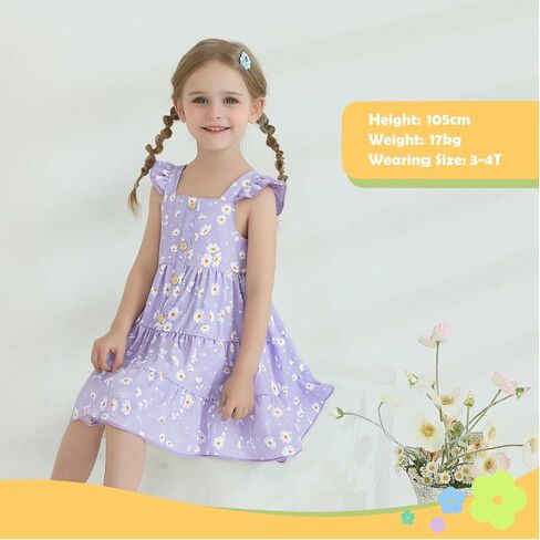 Toddler Girl Dress Summer Baby Girls Dresses 2025 Fly Sleeve Casual Floral Princess Toddler Dresses in Saudi Arabia
