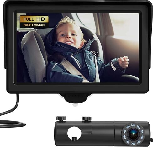 كاميرا سيارة Budy Baby Camera لطفلين ، 7 في شاشة أطفال AHD AHD مع كاميرا ، مرآة المقعد الخلفي لمواجهة خلفية الطفل مع الرؤية الليلية بالأشعة تحت الحمراء ، راقب كل خطوة بسهولة in Kuwait