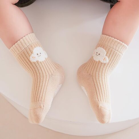 Baby Grip Socks Non Slip Grips Girls Boys Ankle Crew Newborn Infant Toddler Kids Casual Anti Skid Socks in Kuwait