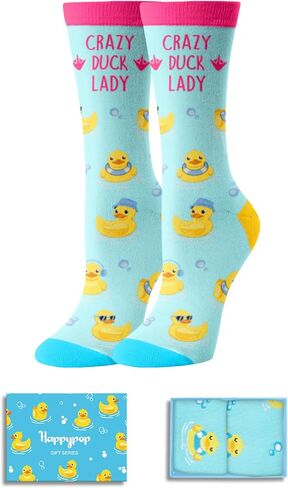 HAPPYPOP Rubber Duck Gifts for Women - Crazy Duck Lady Gifts Cute Rubber Ducky Socks for Teen Girls in Saudi Arabia