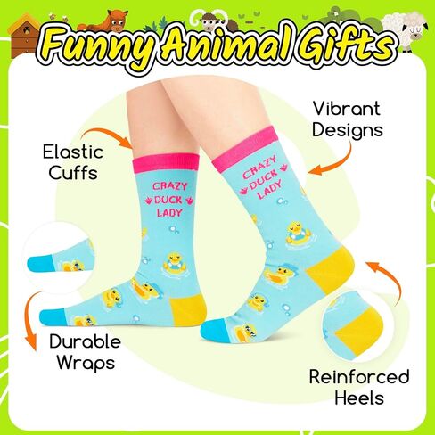 HAPPYPOP Rubber Duck Gifts for Women - Crazy Duck Lady Gifts Cute Rubber Ducky Socks for Teen Girls in Saudi Arabia