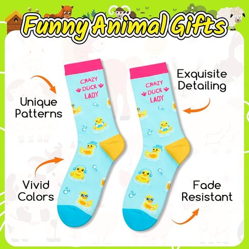 HAPPYPOP Rubber Duck Gifts for Women - Crazy Duck Lady Gifts Cute Rubber Ducky Socks for Teen Girls in Saudi Arabia