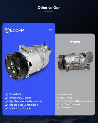 ECCPP ضاغط تيار متردد تبريد قوي مناسب لسيارة شيفروليه أفيو Aveo5 لبونتياك G3 G3 Wave 1.6L 2009 2010 2011 تكييف وضاغط للهواء 5 أخاديد in Saudi Arabia