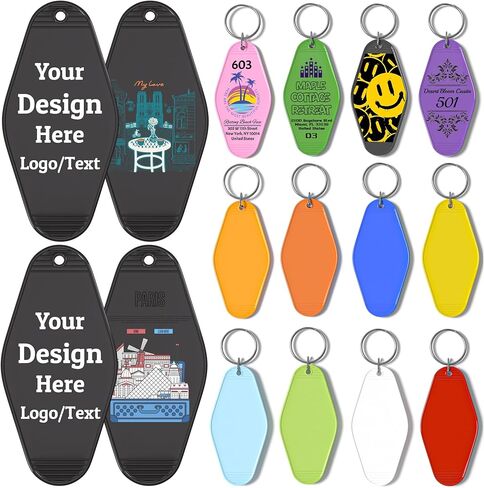 سلسلة مفاتيح موتيل مخصصة للفندق، 30 قطعة مطبوعة على الوجهين شعارك/نصك، علامات مفاتيح شخصية، سلاسل مفاتيح عتيقة in Kuwait