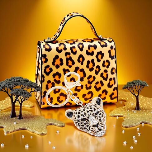 Leopard Bag Pendant, Cute Cheetah Head Purse Key Ring Chain Adornment for Wallets, Car Keychain (4.9×5.1×10.7cm) in Saudi Arabia