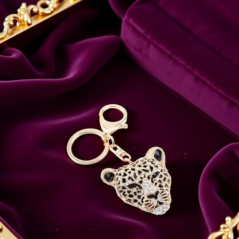 Leopard Bag Pendant, Cute Cheetah Head Purse Key Ring Chain Adornment for Wallets, Car Keychain (4.9×5.1×10.7cm) in Saudi Arabia